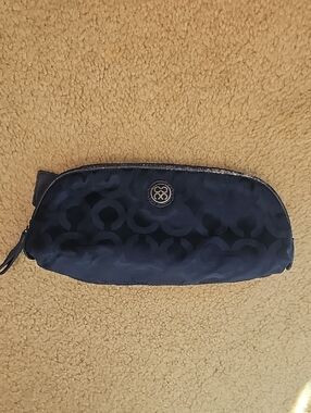Coach Navy Leather Tag Wristlet Charm Pouch